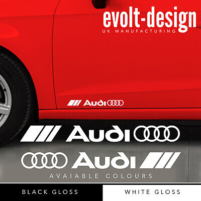 2 X STICKERS For AUDI LOGO RINGS VINYL DECALS SIDE SKIRT A1 A3 A4 A5 A6 A7 A8 • 5.19€