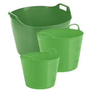 [Set of 3 or 5] Flexi Tubs 20/40/75L Garden Storage Horse Feed Bucket Lime Green - Picture 1 of 11