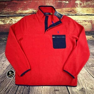 Polo Ralph Lauren Sweater Jacket MENS LARGE Snap-T Fleece Pullover Pony Red NWT - Picture 1 of 13