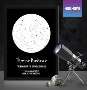 Personalised NEW BORN star map perfect gift for birthday/BABY/CHRISTENING - Picture 1 of 4