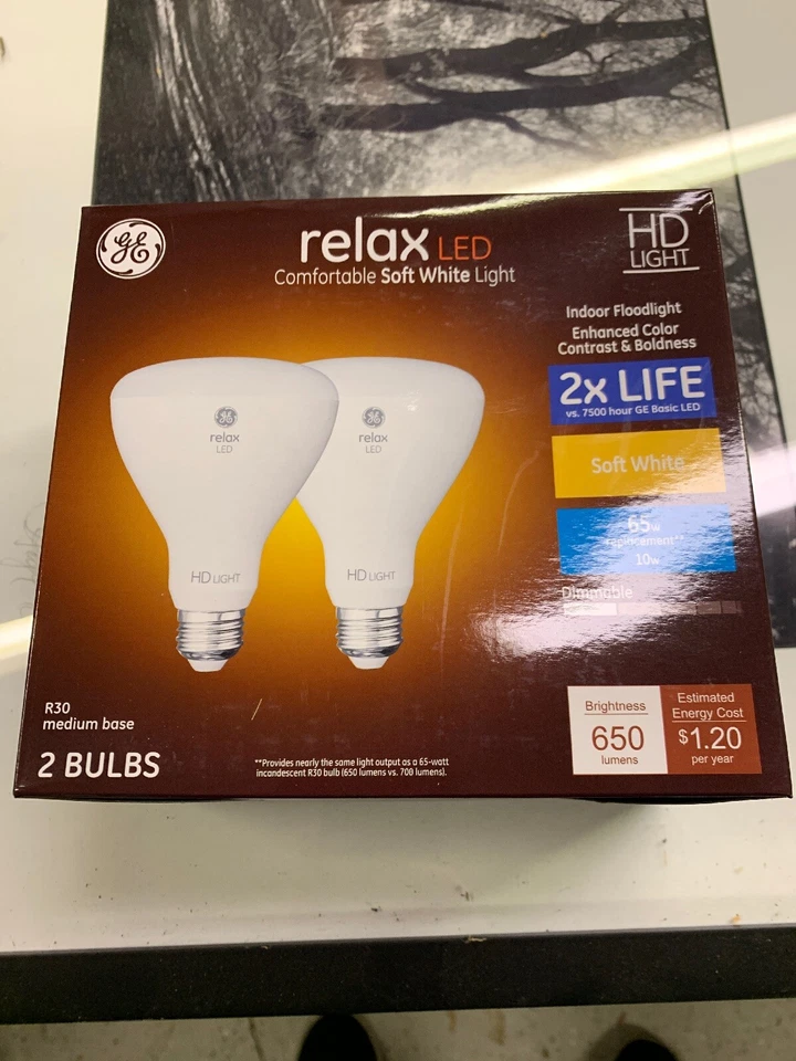 GE Light Bulb Relax LED HD 10-watt (65-watt Replacement), 650-Lumen R30 2-pack - Image 1 of 4