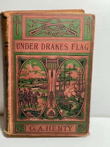 Vintage Illustrated Under Drakes Flag G.A Hefty Library Book - Foto 1 di 14