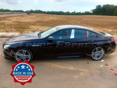 BMW 640i 650i F06 2013-2017 sedán 4 piezas 4 puertas cromo pilar moldura de acero inoxidable Foto 1 de 4