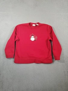Classic Elements Sweatshirt Women Medium 10-12 Red Ugly Christmas Snowman Granny - Picture 1 of 8