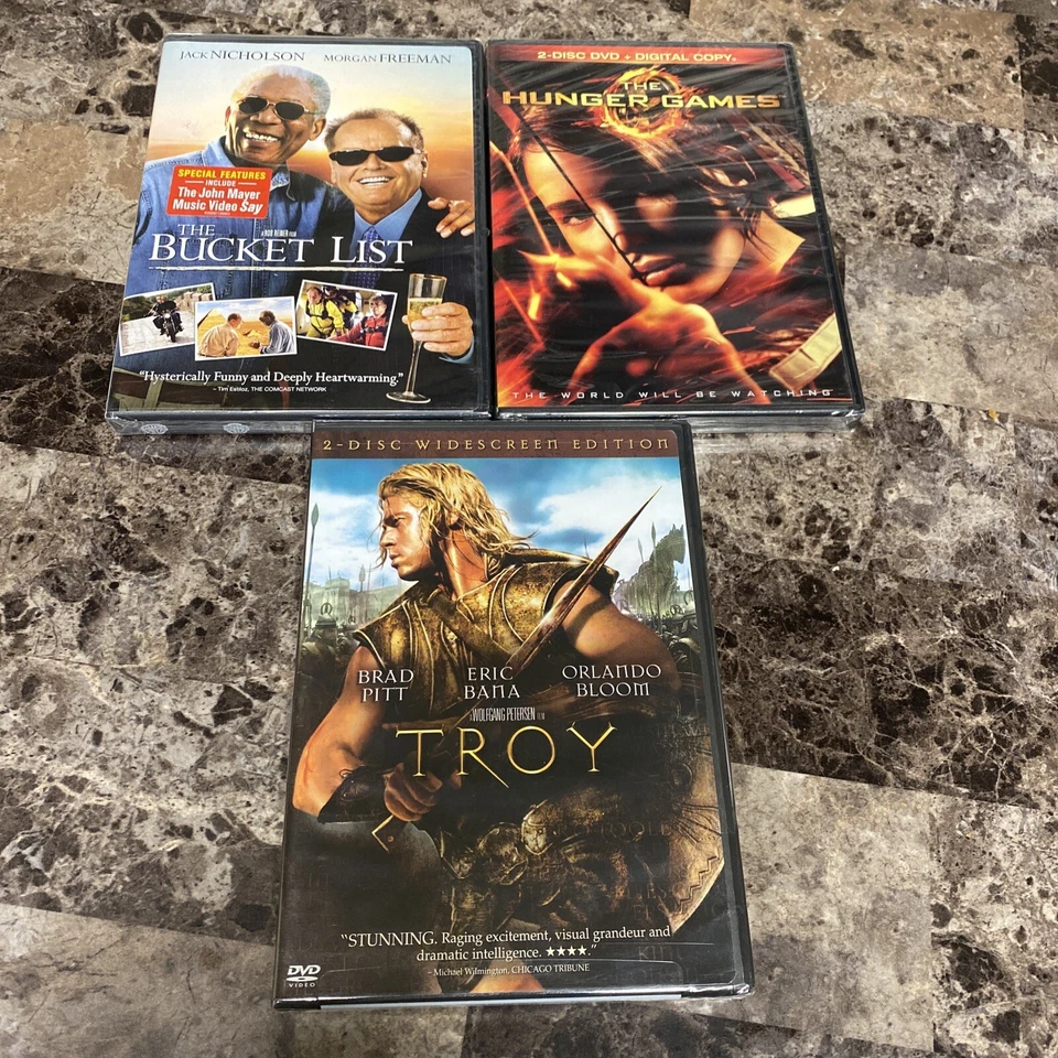 NEW: DVD Lot:  The Bucket List / The Hunger Games & Troy DVDS FREE SHIPPING - Image 1 of 1