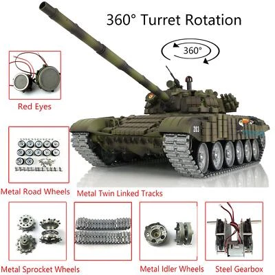 HengLong 1/16 TK7.0 RC Tank IR BB 3939 360°Turret Metal Wheels Linkages Red Eye - Image 1 of 4