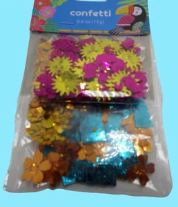 Tropical Tiki Table Scatter Party Confetti Flamingo Sun Pink Turquoise Gold - Picture 1 of 6