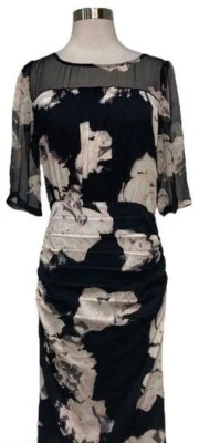 Tracy Reese Women's Black Floral Pattern Silk Dress Size 8 (New with Tags $348) - Image 1 of 4