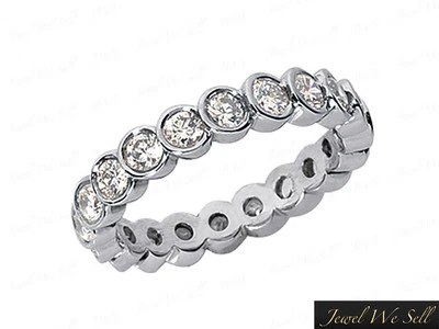 1.45Ct Round Cut Diamond Layered Bezel Eternity Band Wedding Ring 18K Gold G SI1 - Image 1 of 2