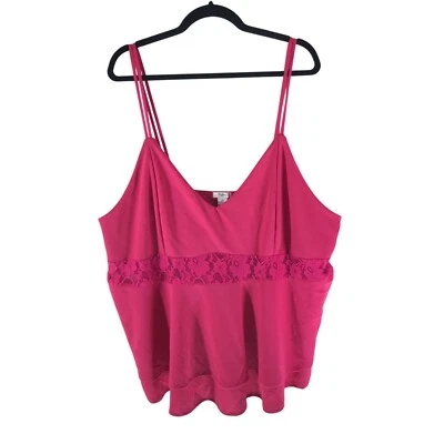 Top camisola Rue 21 para mujer panel de encaje capas cuello en V rosa 4X Foto 1 de 3