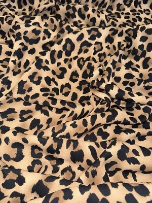 1 mtr beige leopard print soft crepe dress fabric..58”wide