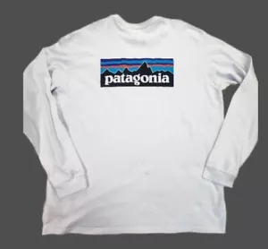 Patagonia Long Sleeve White Responsibili-Tee XXL Logo Mens Recycled T-Shirt - Picture 1 of 10