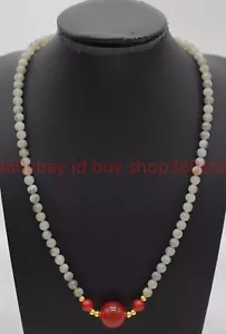 Natural 4mm Gray Labradorite Round Gemstone Beaded Red Agate Necklace 16-28in - Picture 1 of 12
