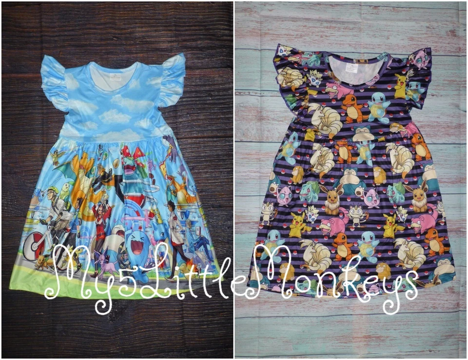 NUEVO Vestido Boutique Pikachu Videojuego Monster Niñas Sin Mangas Púrpura Foto 1 de 3