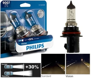 Philips Vision 30% 9007 HB5 65/55W Two Bulb Head Light Replacement High Low Beam - Picture 1 of 12