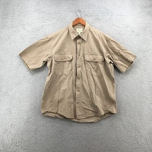 Cabelas Button-Up Short Sleeve Shirt Mens Large Collared Pocket Brown Cotton - Picture 1 of 20