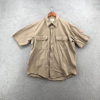 Cabelas Button-Up Short Sleeve Shirt Mens Large Collared Pocket Brown Cotton - Image 1 of 4