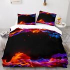 Fire and Ice Colorful Flame Yellow Green Floral Doona Duvet Quilt Cover Bed Set