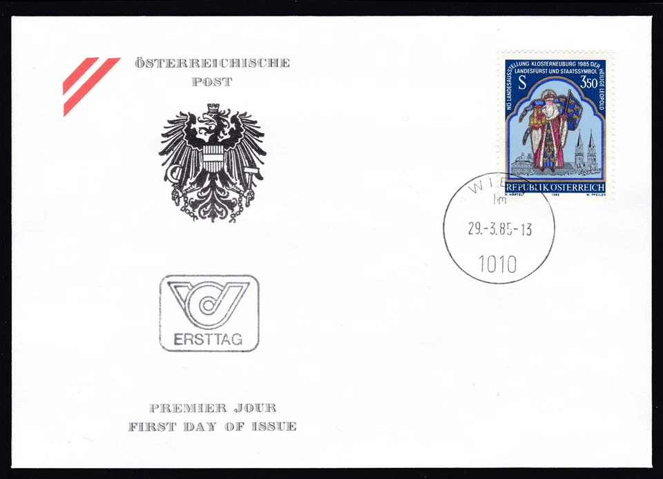 AUSTRIA 1985 FDC Scott 1308 Mi 1808 Exhibition "Saint Leopold", Klosterneuburg - Image 1 of 1