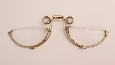 Ancienne Paire de Pince Nez Binocle Lorgnons demi-lune avec étui XXe siècle - Photo 1/4