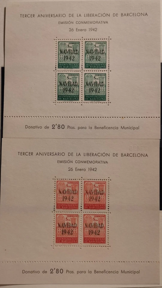 Spain Barcelona Edifil # 40-41 (*) MNG HB Christmas 1942 - Image 1 of 1
