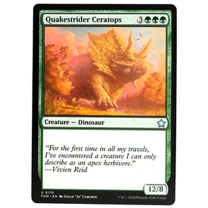 x1 Quakestrider Ceratops MTG FDN M/NM Uncommon Green Creature Dinosaur TCG CCG - Picture 1 of 3