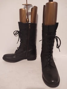 Steve Madden Leader Leder schwarz Leder Reißverschluss Stiefel Größe 9,5 M - Bild 1 von 8