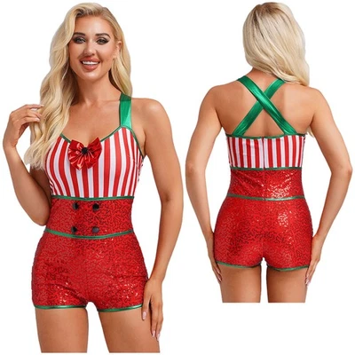 Mujer Disfraz Ballet Conjunto Moderno Body Bastón de Caramelo Mono Festival Elegante Foto 1 de 4