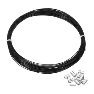 Cable de alambre de acero recubierto de vinilo de 49 pies de 1/32" con funda de prensado negro - Imagen 1 de 7