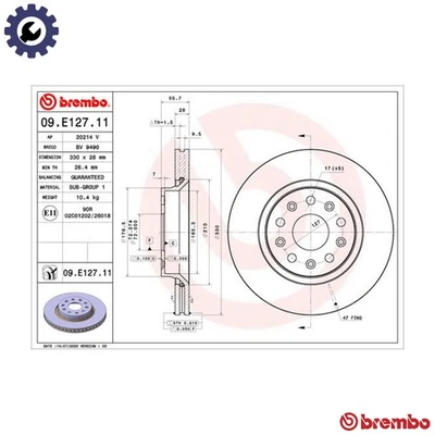 2x BRAKE DISC 09.E127.11 FOR JEEP ECX/EC1 2.0L EBH 2.1L 4cyl WRANGLER IV 3.6L - Image 1 of 4