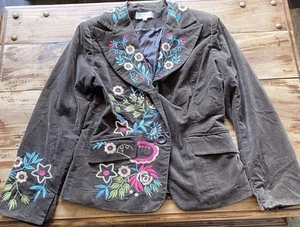 Embroidered Women’s Brown Jacket By Gabriella Frattini Size 10 Medium - Picture 1 of 7
