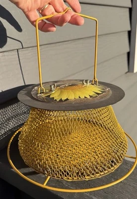 VINTAGE DESIGNER BIRD FEEDER Sunflower Basket Yellow - Image 1 of 4