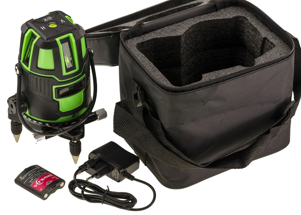 KALEA-INFORMATIQUE Niveau laser vert base rotative 5 lignes verticales horizontales + 2 batteries