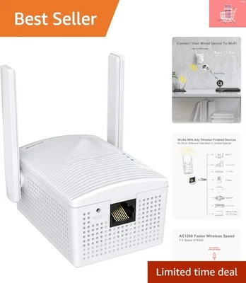 Universal WiFi to Ethernet Adapter - Dual Band 1200Mbps for Streaming & Gaming - Image 1 of 4