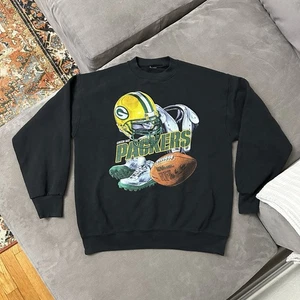 Vintage Green Bay Packers Sweater Adult Large Black Pullover NFL Wisconsin NFC - Picture 1 of 7