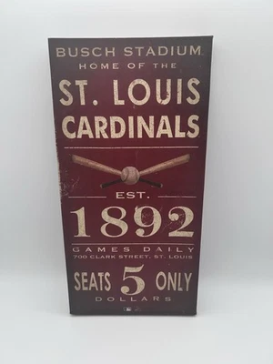 St. Louis Cardinals MLB Baseball Canvas Print Red Sign 10 x 20 Red New - Image 1 of 2
