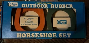 Roddy Rubber Horseshoes Set 2 - 16” Wooden Stakes 4 Official Horseshoes New - Picture 1 of 1
