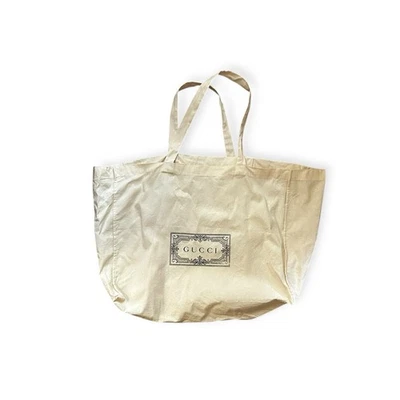 Bolso de Mano Gucci Grande de Lona de Algodón Beige y Negro Auténtico Unisex Foto 1 de 3