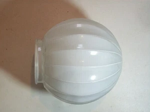 Electric CEILING FIXTURE WHITE GLOBE RIBBED 6” DIA 3” OPENING MILK GLASS VINTAGE - Picture 1 of 5