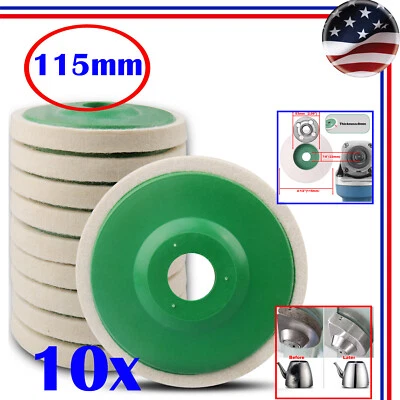 10-Piece 115mm Wool Felt Flap Discs, Finishing Wheel Buffing Pads for Angle Grin - Image 1 of 4
