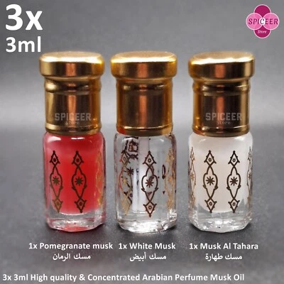 3x Aceite Perfume Árabe Musk Tahara 3 ml Blanco, Granada مسك الطهارة MEJOR OFERTA Foto 1 de 4