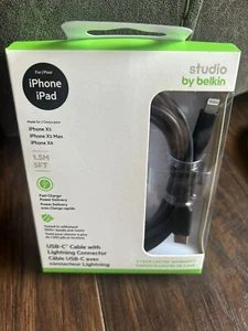 Belkin USB-C Cable with connector 5' Black High quality iPhone iPad - Photo 1 sur 5