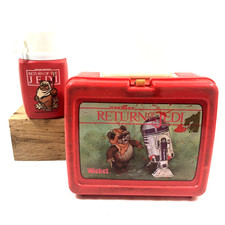 STAR WARS 1983 Vintage Lunchbox w/ Thermos RETURN OF THE JEDI Red Wicket Version