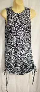 women's Animal print drawstring side ruched dress size Large sleeveless bodycon - Picture 1 of 10