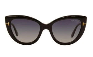 Tom Ford Anya TF762 01D Black Polarized Cat Eye Plastic Sunglasses 55-20-140 sd* - Picture 1 of 2