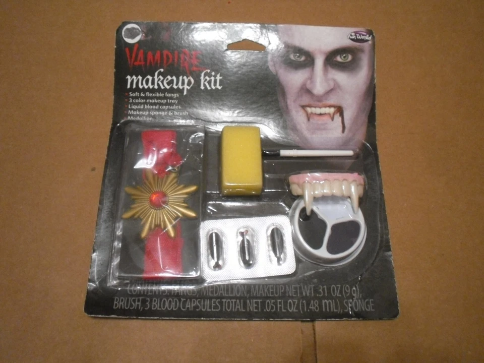 Kit de Maquillaje Vampiro Colmillos Suave y Flexible Cápsulas de Sangre Líquida Seguro Horror Foto 1 de 1