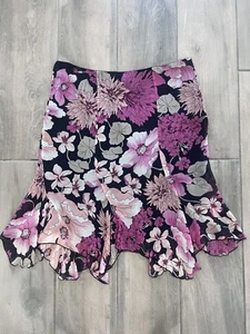 Karen Kane Pink Floral Plus Size 100% Silk Skirt Side Zipper Lined Size 14 - Picture 1 of 6