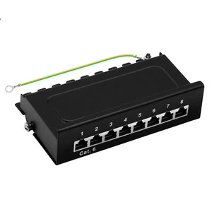 Panneau de brassage Cat6 8 ports 1U RJ45 blindé installation de bureau noir 1 Go ProfiPatch - Photo 1/11