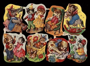 #63601 Animales-carnaval. Juego de 8 cromos ingleses vintage para diarios infantiles - Imagen 1 de 2