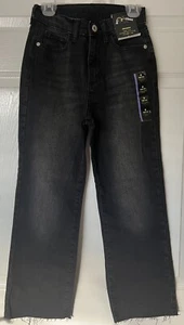 Girls Art Class Dad Jeans Black Straight Leg Sz 8 High Rise Adjustable Waist - Picture 1 of 5